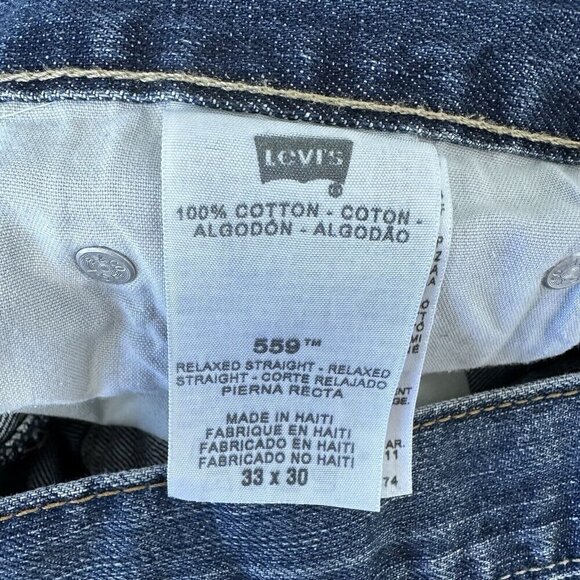 Levis 559 Jeans Blue Relaxed Straight 33x30 Baggy Cotton Medium Wash - Picture 11 of 11